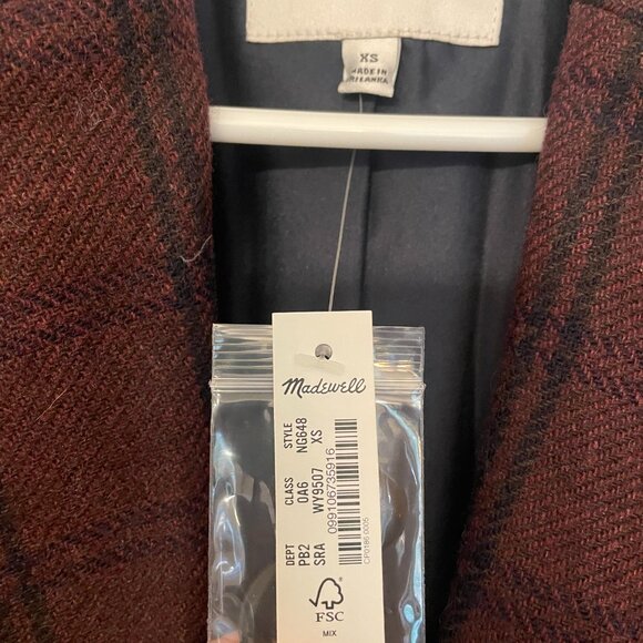 Madewell Larsen Blazer in Windowpane XS NWT - Picture 4 of 4